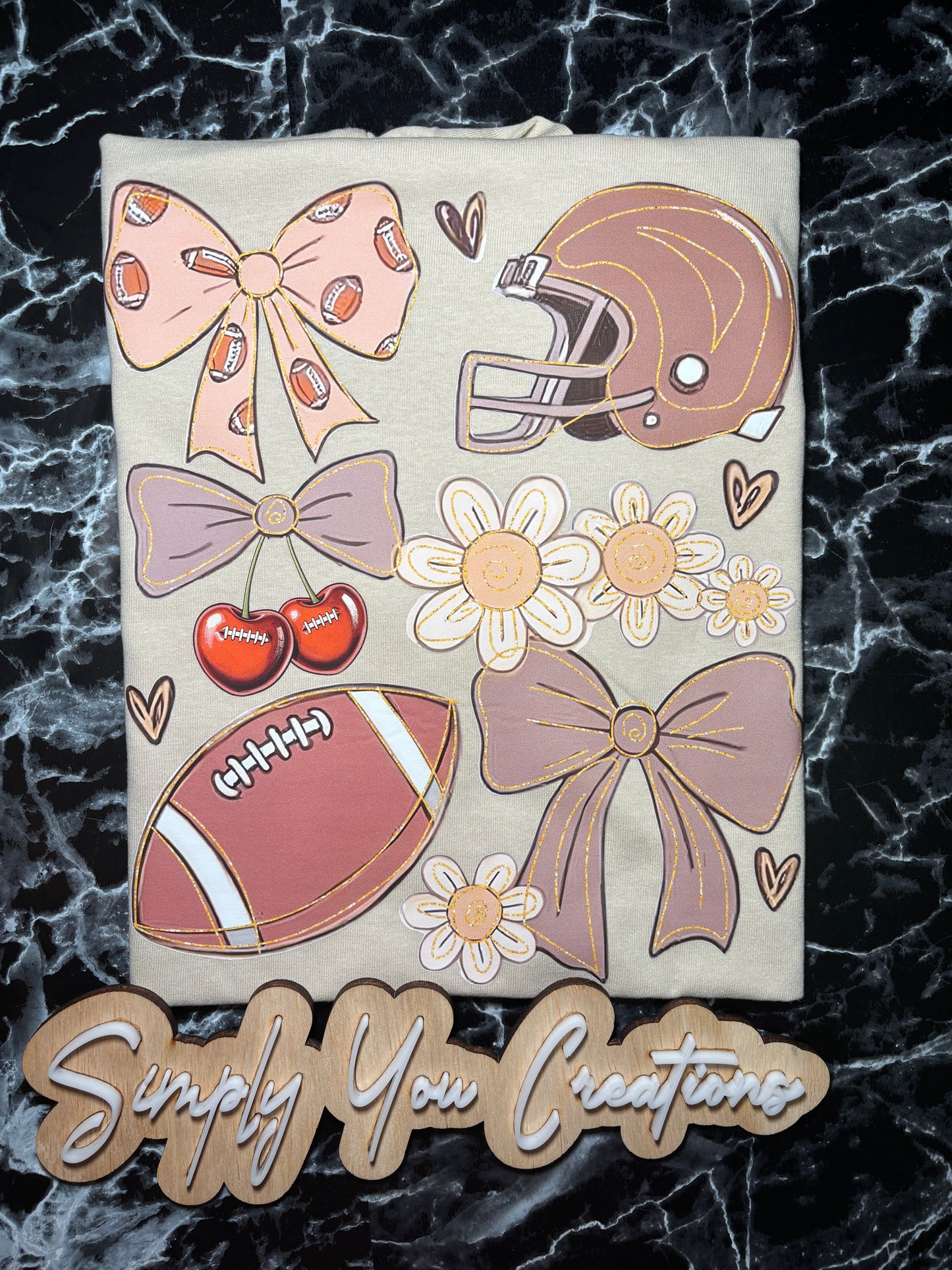 T Shirt- bows & football