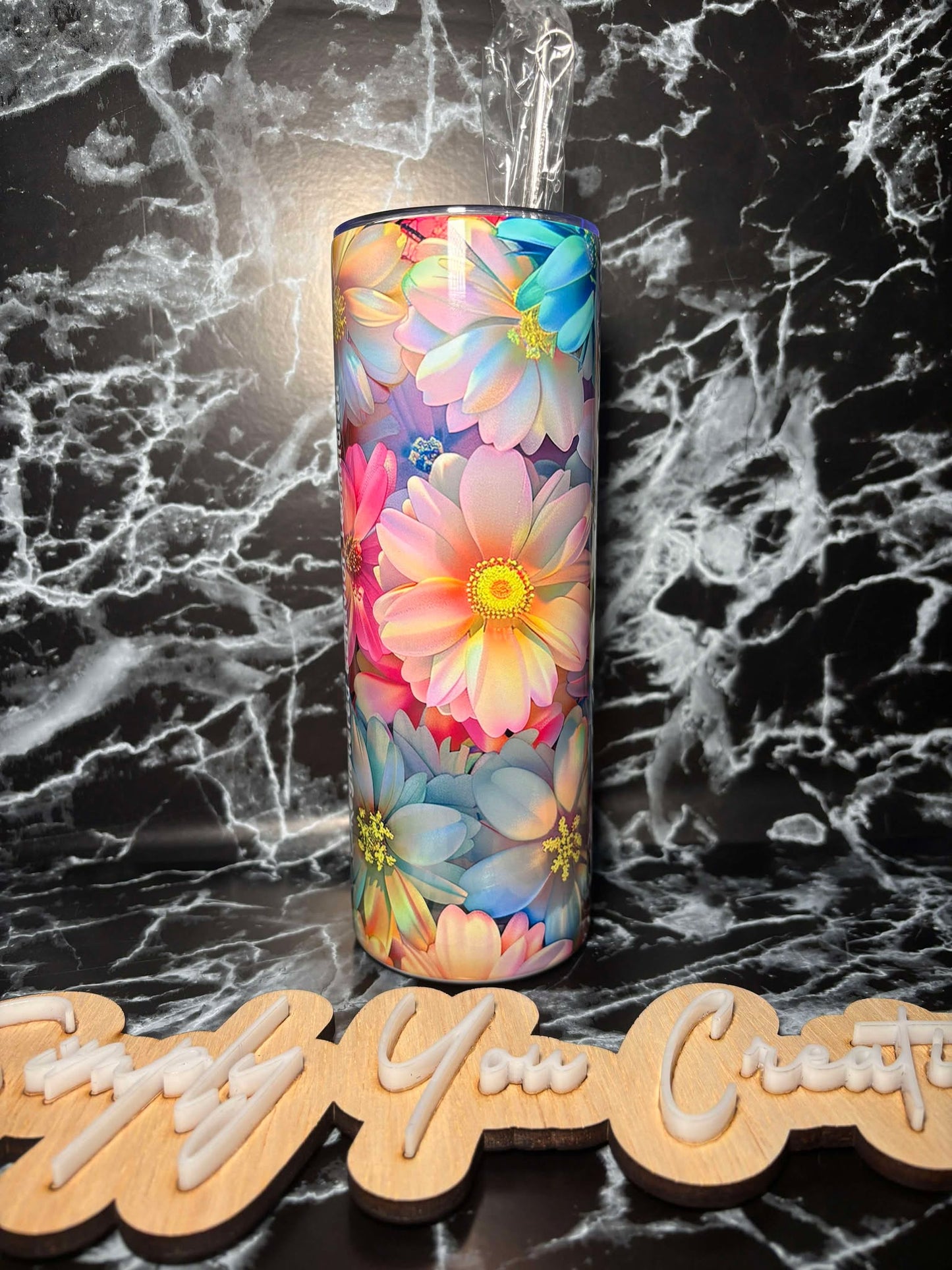 20 Oz Tumbler- 3D Flowers
